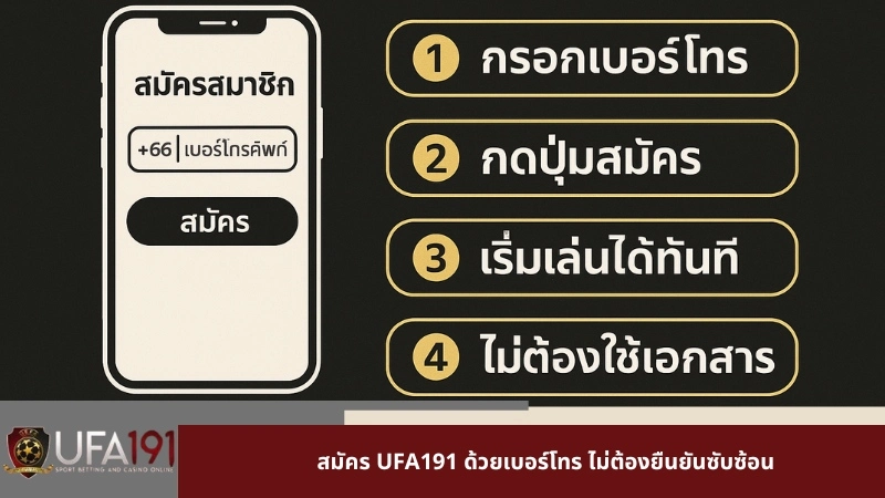สมัคร UFA191 ด้วยเบอร์โทร ไม่ต้องยืนยันซับซ้อน